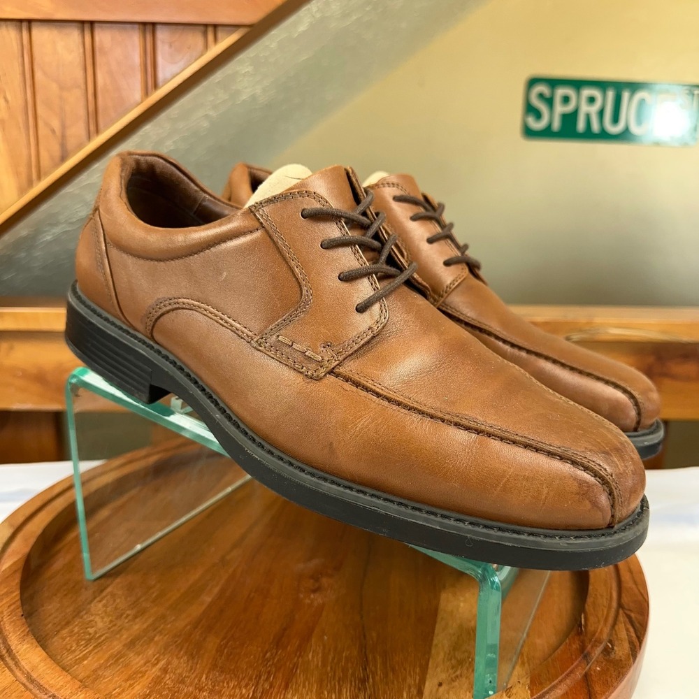 Johnston & Murphy XC4 Waterproof Tan Brown Leather‎ Bicycle Toe Shoes 9.5 Wide